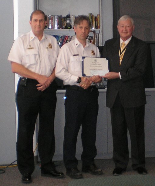 Chief Mastin with Ryland Kendrick and Chapter President Tom Speelman