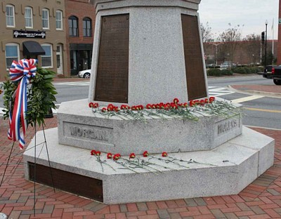 Carnations commemorate the tributes to Daniel Morgan's skill and leadership at the Battle of Cowpens.