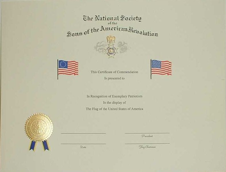 SAR Flag Certificate