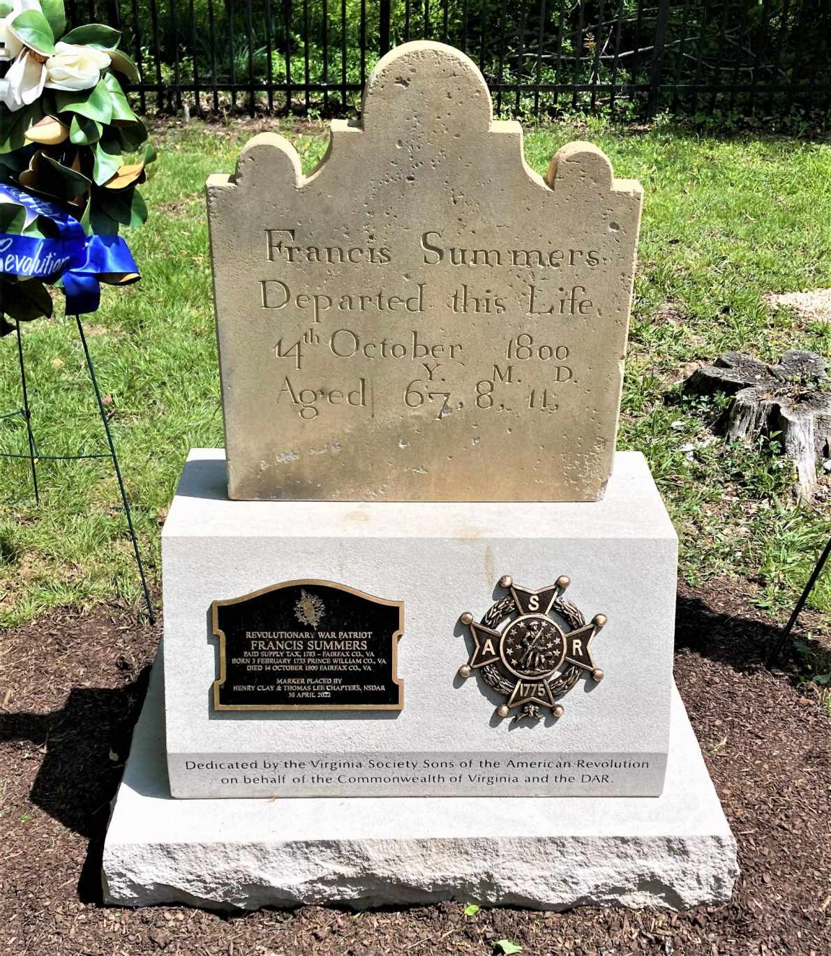 Francis Summers Grave Marker - Updated at a ceremony in April 2022