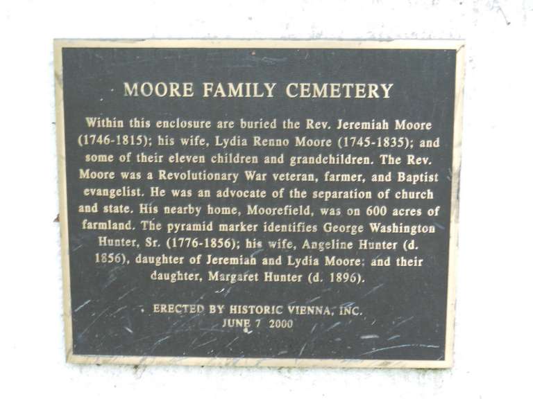 Moore Familly Cemetery Plaque